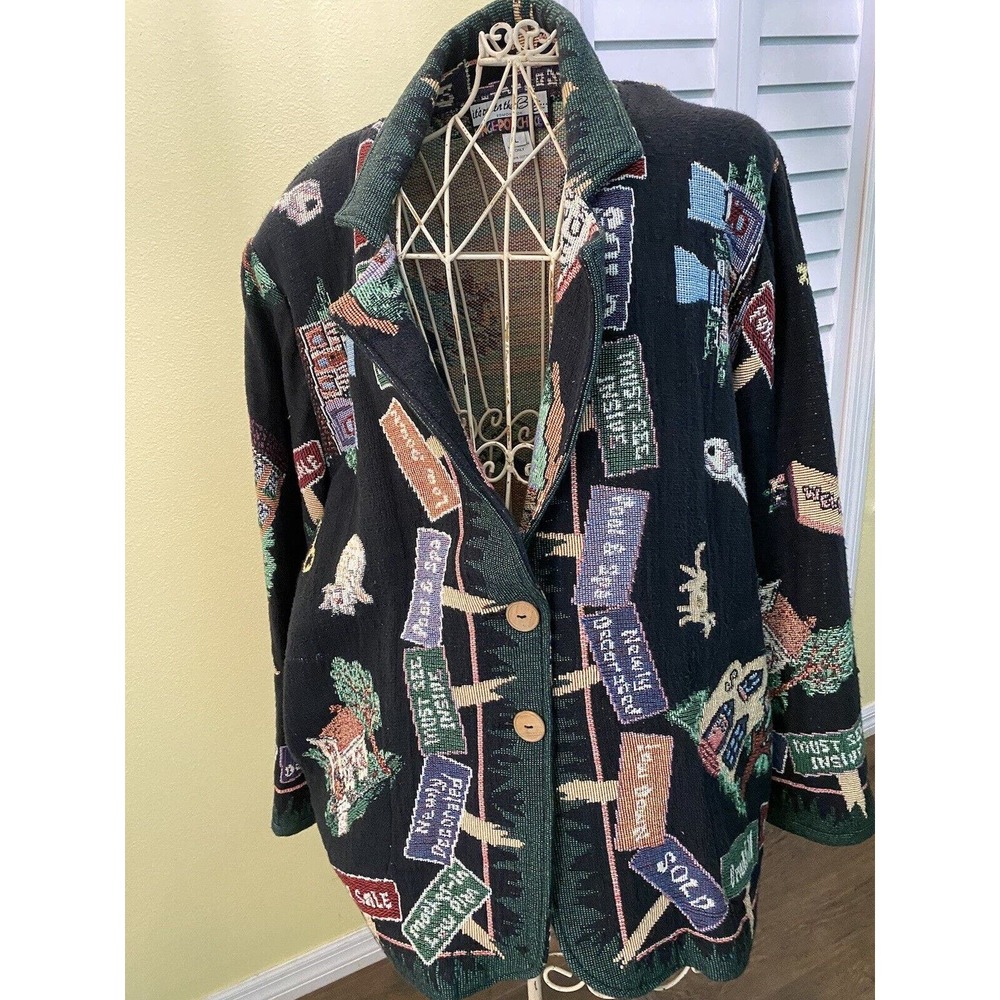 Vintage Its Outta the Bag Unge Potch Ket Tapestry Women's Large Jacket Realtor